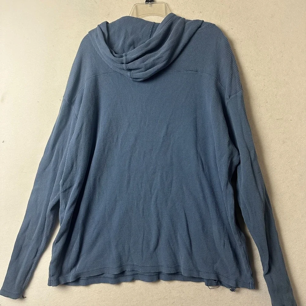 Vintage Levis Mens XL Blue Waffle Knit Thermal‎ Hoodie Long Sleeve Cotton Shirt